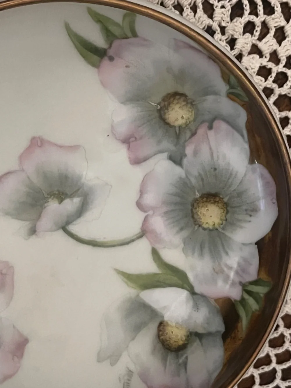Vintage Hand-Painted Porcelain Floral Trinket Box / Vanity Three Legged Dish